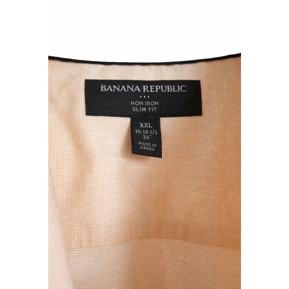Banana Republic Non-Iron Slim Fit Dress Shirt XXL 18-18.5 36 Peach Cotton